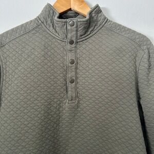 Rhone Pullover Mens Small Olive Green Quilted Snap Mock Neck Performance Sweater